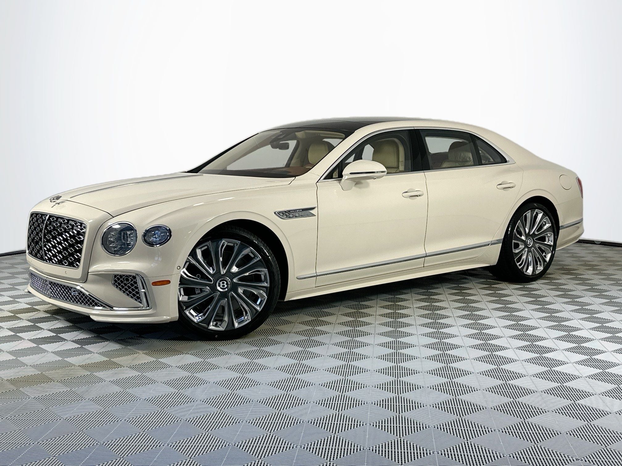 2026 Bentley Flying Spur Mulliner in Magnolia — front three-quarter view