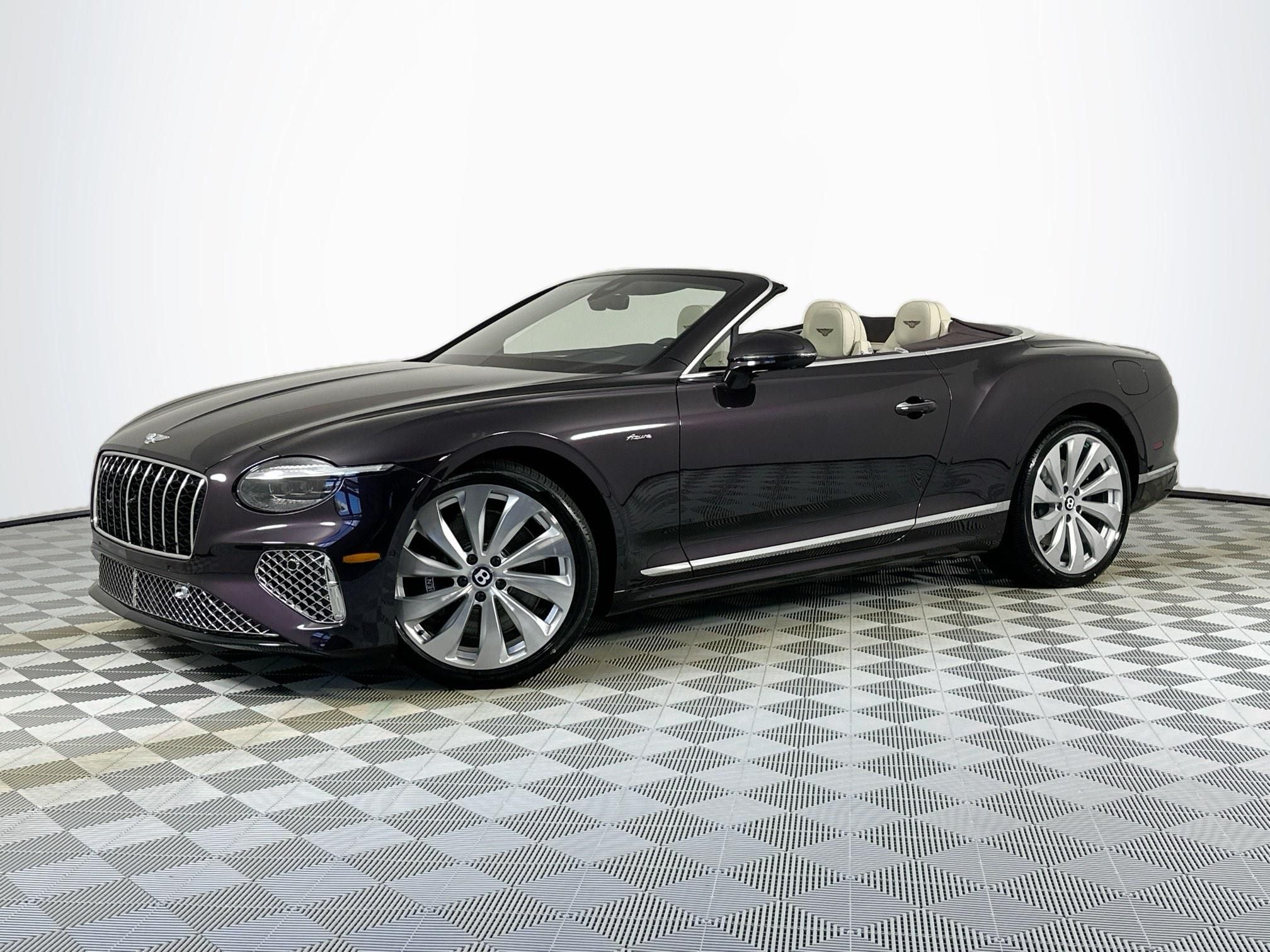 2026 Bentley Continental GTC Azure in Damson — front three-quarter view