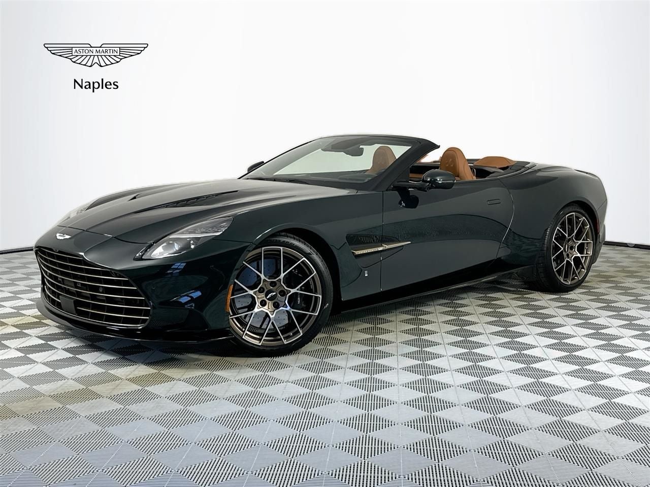 2026 Aston Martin Vanquish Volante in Pentland Green — front three-quarter view