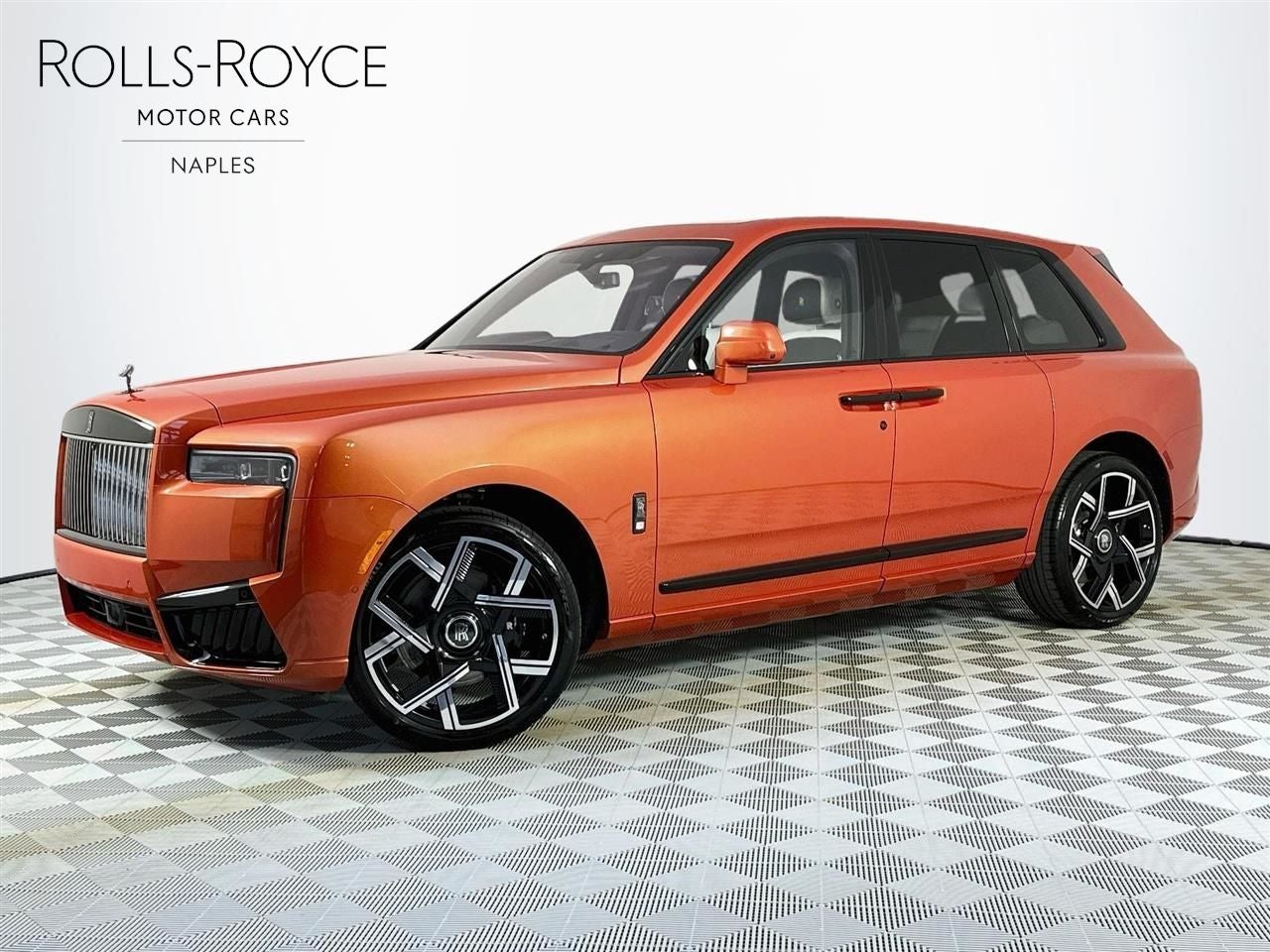 2027 Rolls-Royce Black Badge Cullinan Base in Crystal Over Orange Metallic — front three-quarter view